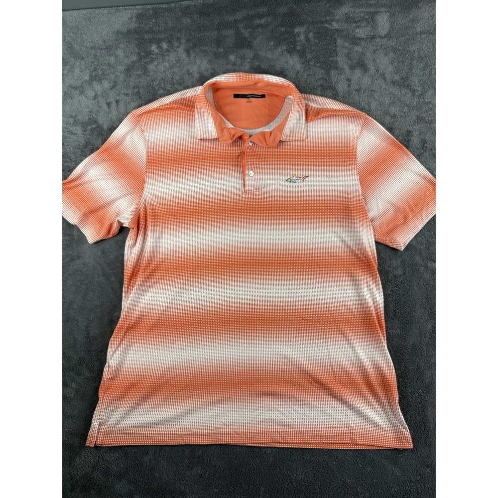 Greg Norman Shirt Womens Large Orange Play Dry Short Sleeve Golf
